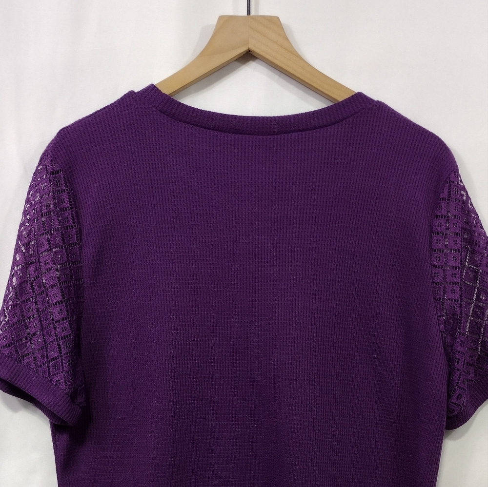 NWT Blooming Jelly Lace Sleeve Top Women's XL Purple Retro Boho Y2K Fairy - Picture 6 of 7